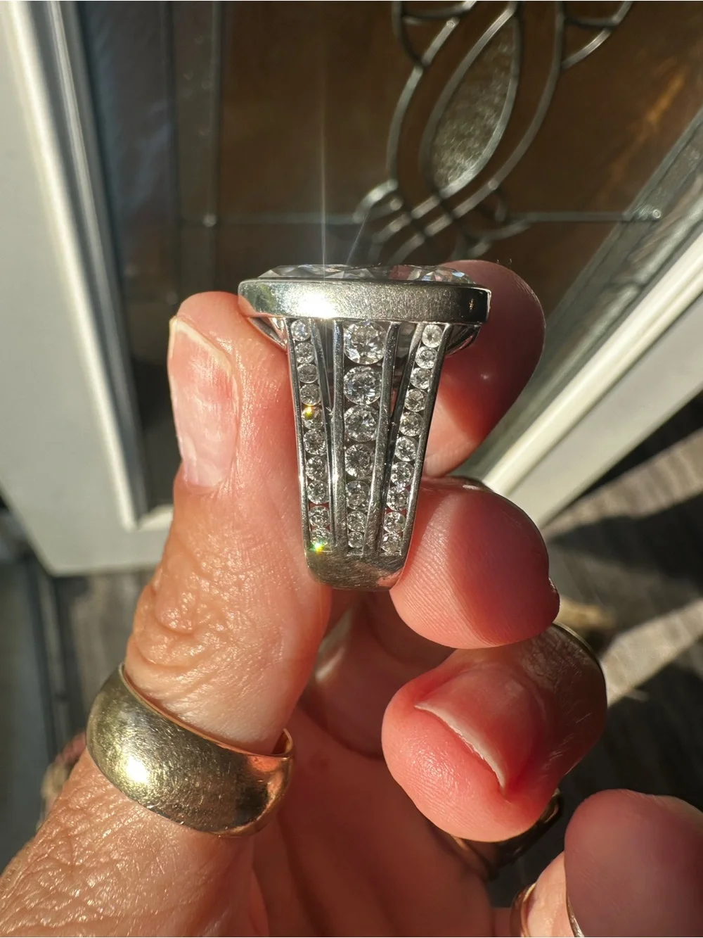 10k white gold Lab grown diamond ring all stones are lab this ring is beautiful!